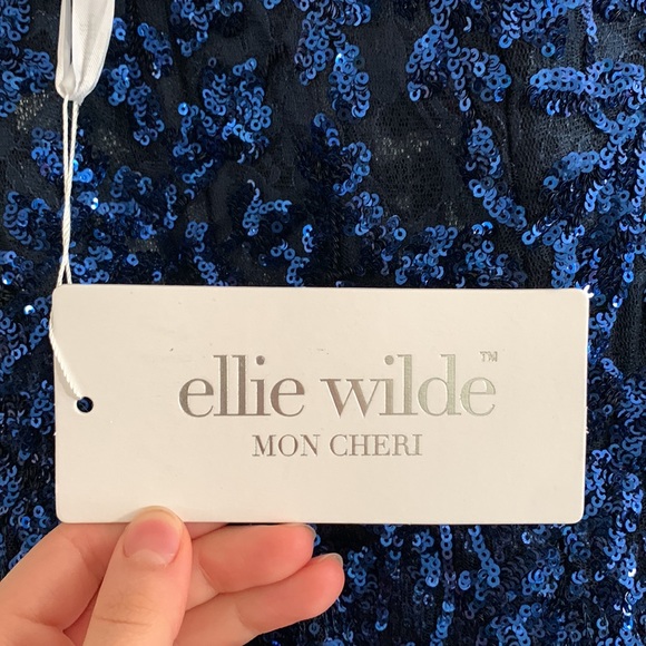 Brand New Ellie Wilde for Mon Cheri Evening Gown EW34012 Navy size 0 - Picture 10 of 10